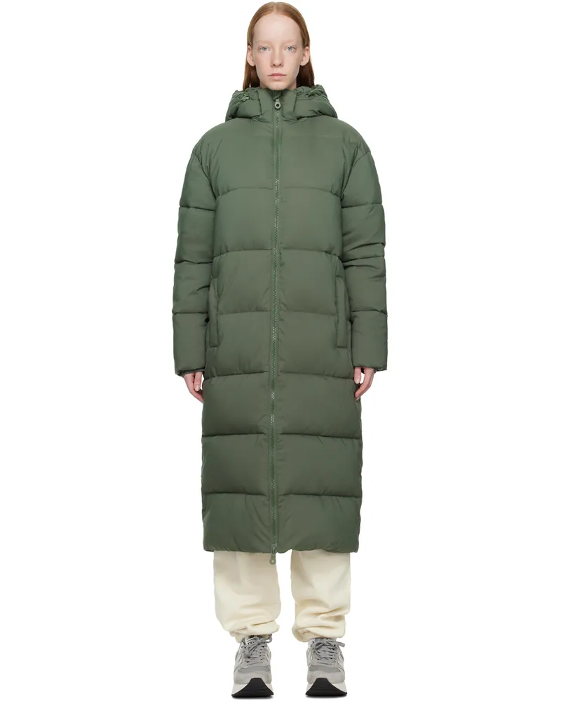 Girlfriend Collective Green Long Puffer Coat Thyme