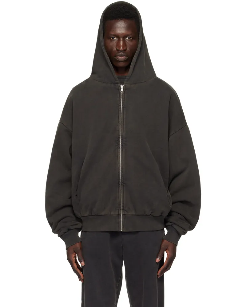 Entire Studios Black Thermal Hoodie Washed