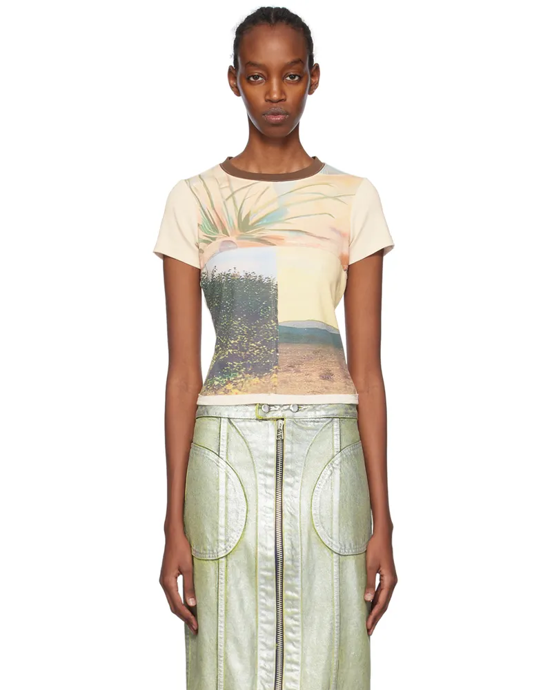 Eckhaus Latta Beige Printed T-Shirt Collage