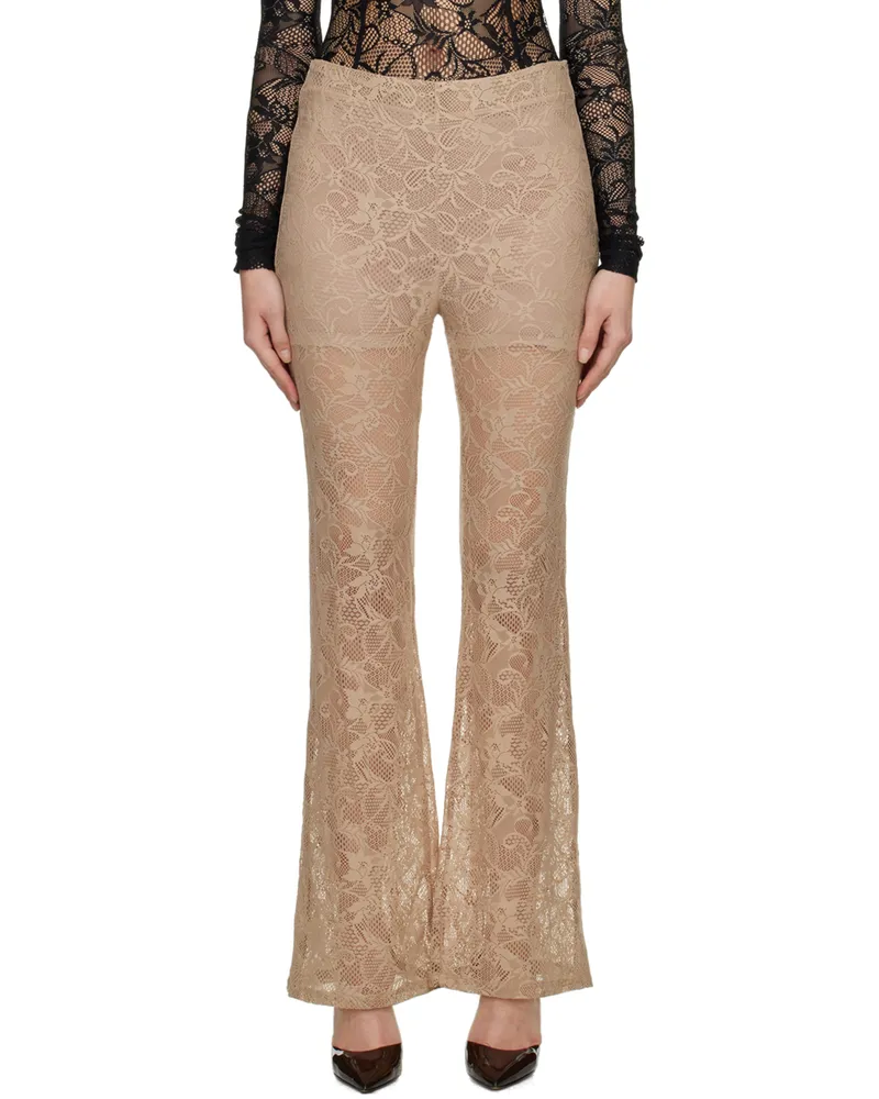 lesugiatelier Beige Floral Leggings Beige
