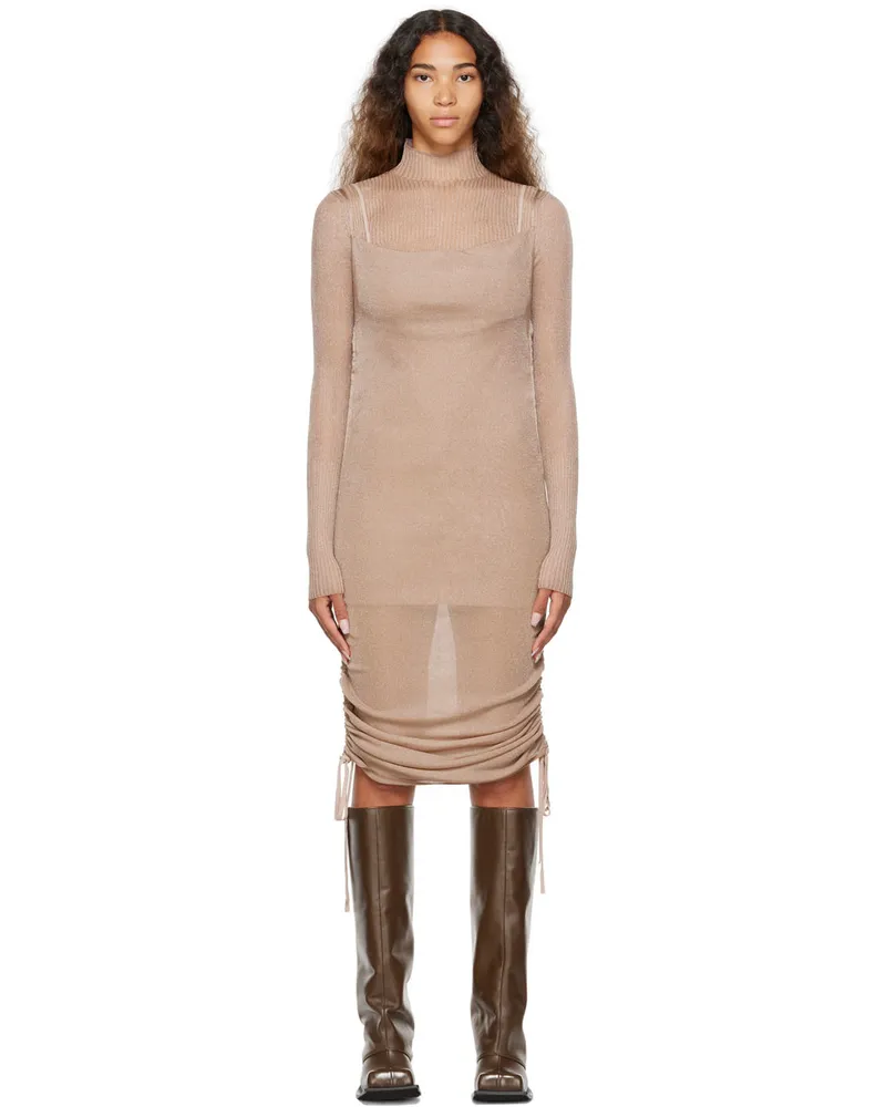 Dion Lee Taupe Drape Minidress Taupe