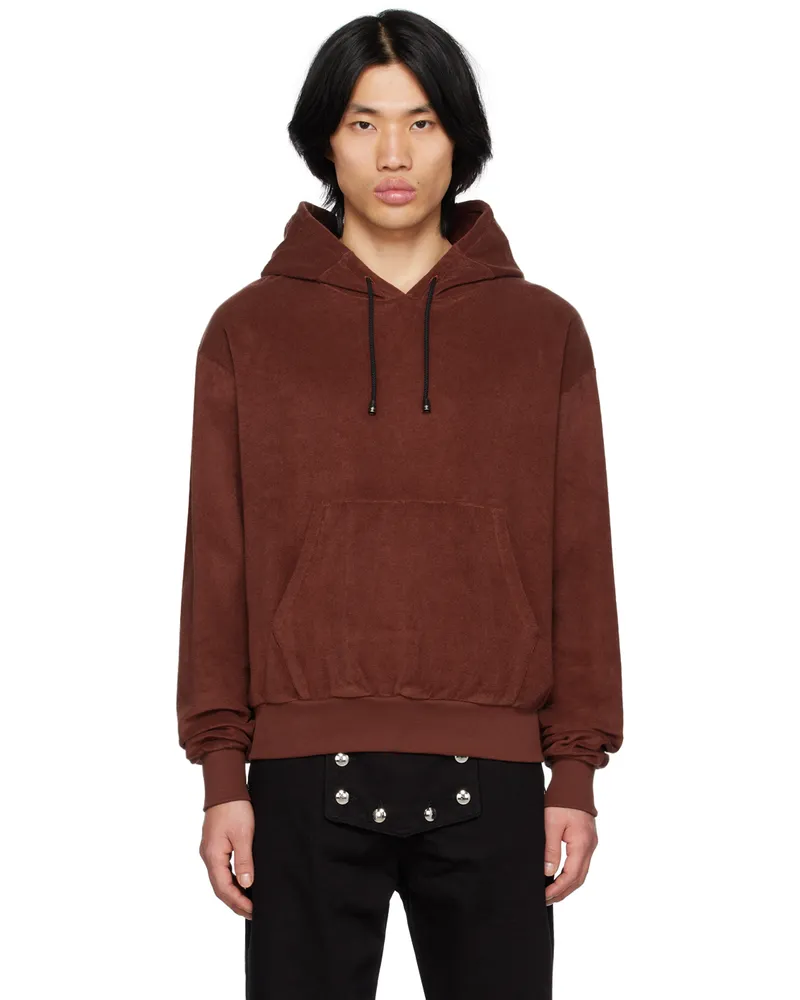 Youths In Balaclava Burgundy Embroidered Hoodie Dark
