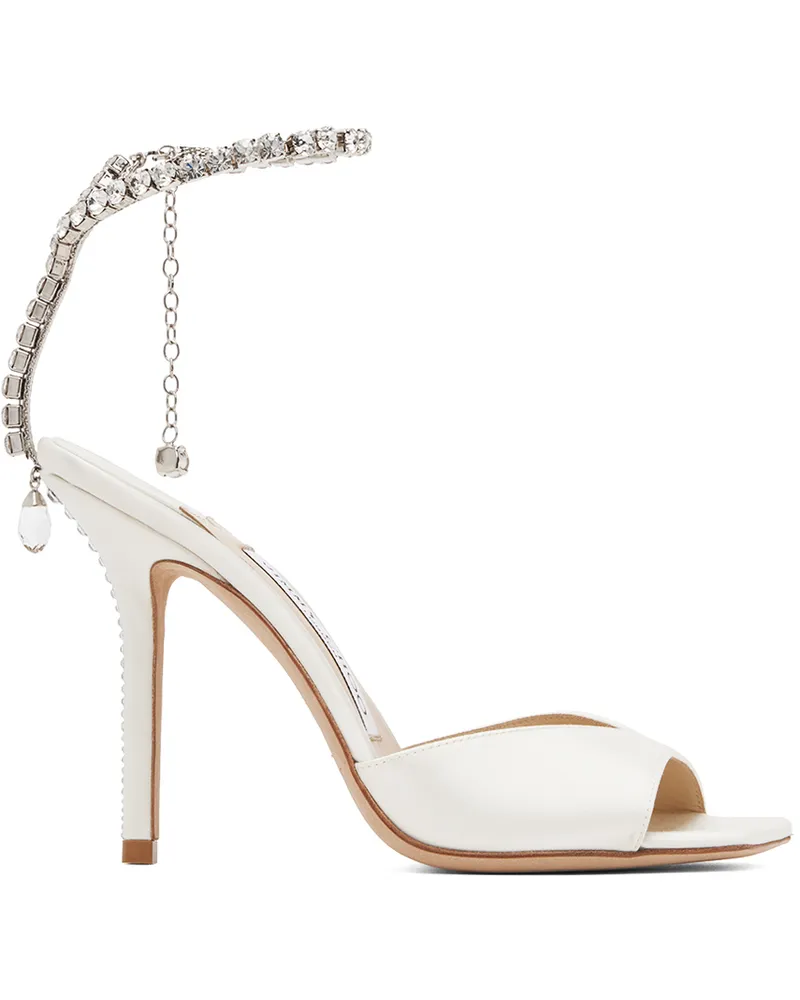 Jimmy Choo White Saeda 100 Heeled Sandals Ivory