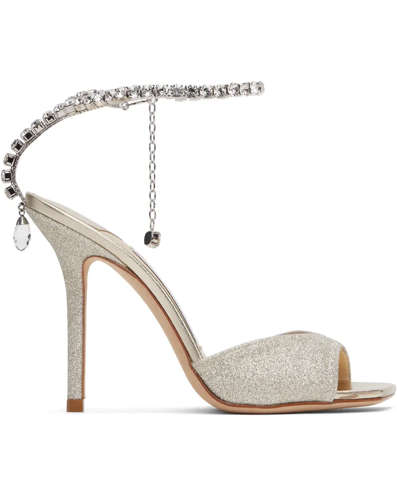 Jimmy Choo Silver Saeda 100 Heeled Sandals Platinum