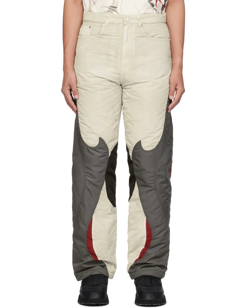 KUSIKOHC White & Gray Rider Trousers White