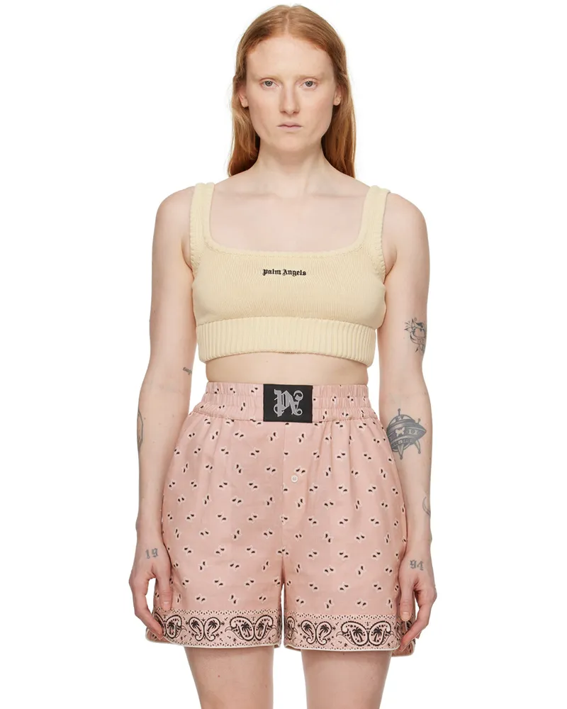 Palm Angels Off-White Cropped Tank Top Off