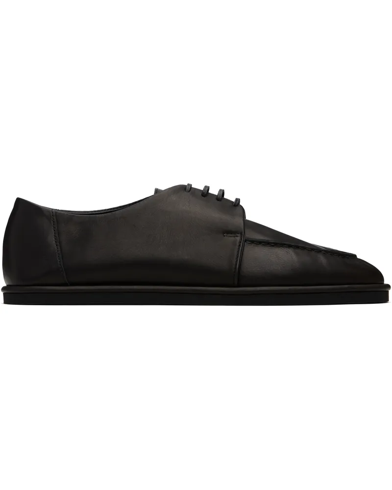 AURALEE Black Leather Lace-Up Oxfords Black