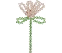 Pink & Green Cluster Crystal Flower Single Ear Cuff