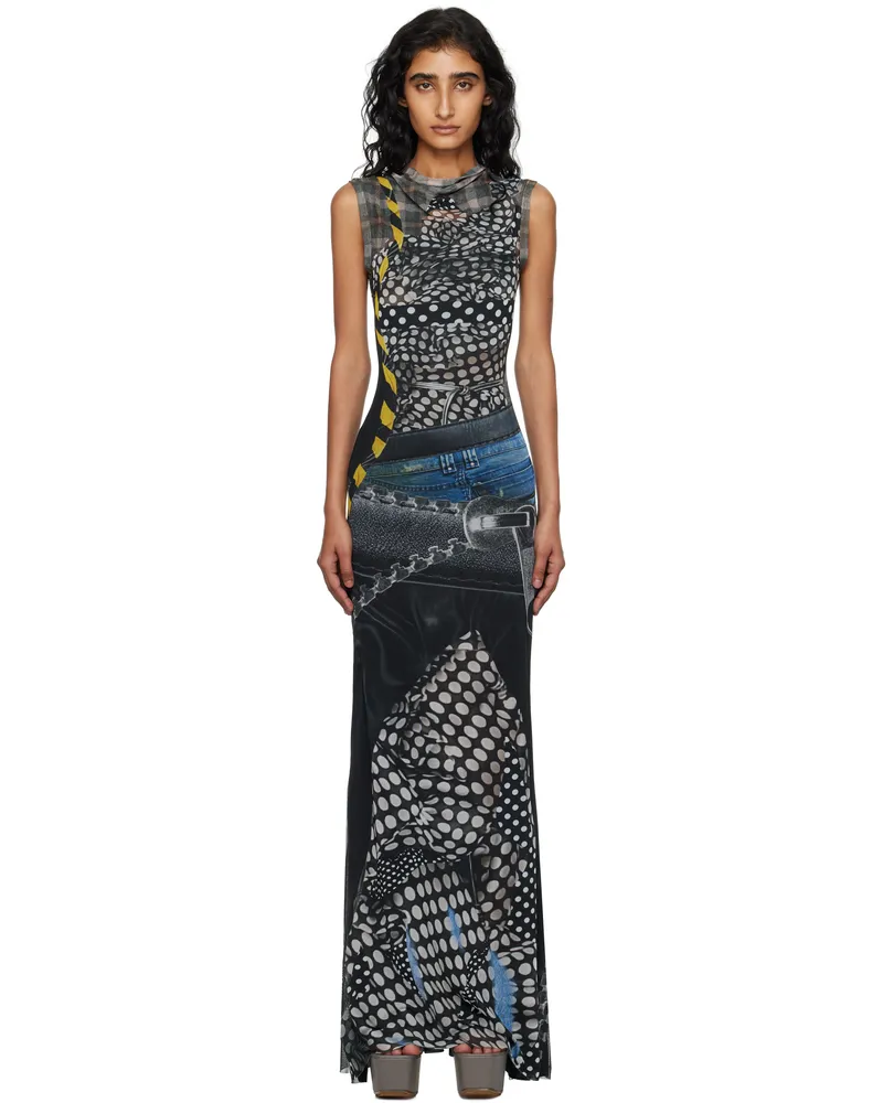 OTTOLINGER Black & Off-White Mesh Maxi Dress Priblk