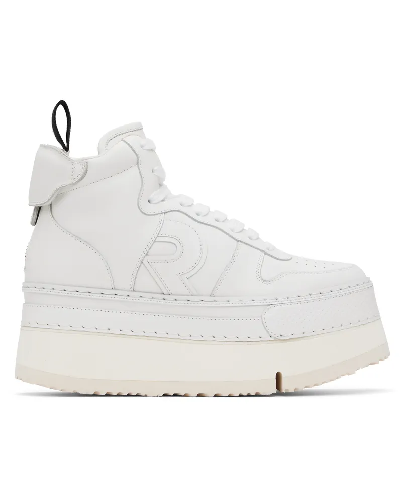 R13 White Riot Leather High Top Sneakers White
