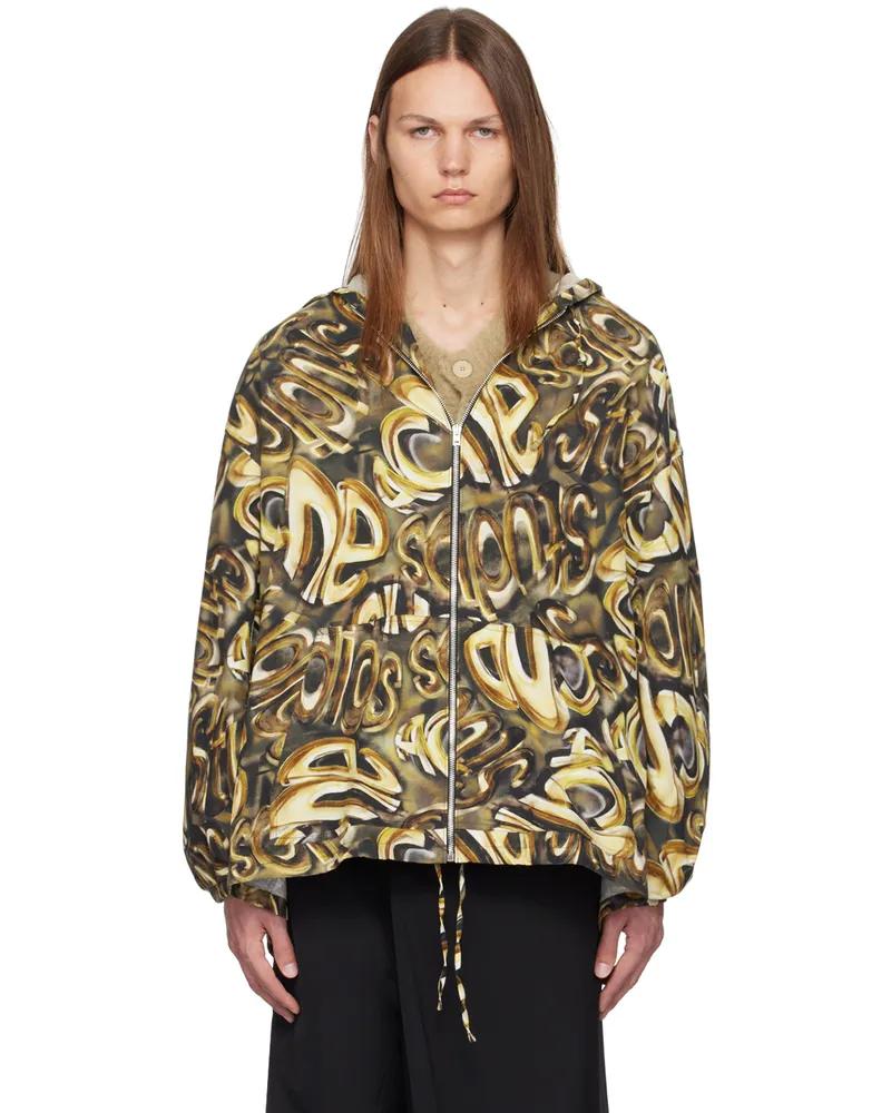 Acne Studios Black & Gold Hooded Logo Jacket Bw8