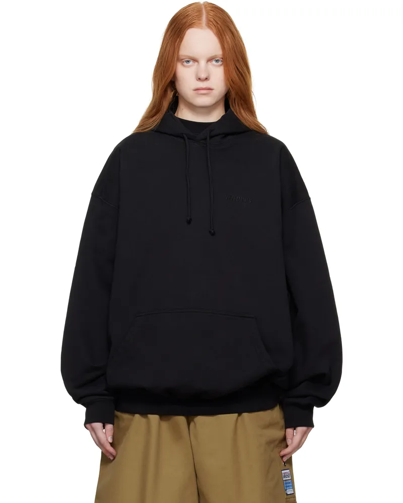 VETEMENTS Black Logo Oversized Hoodie Black