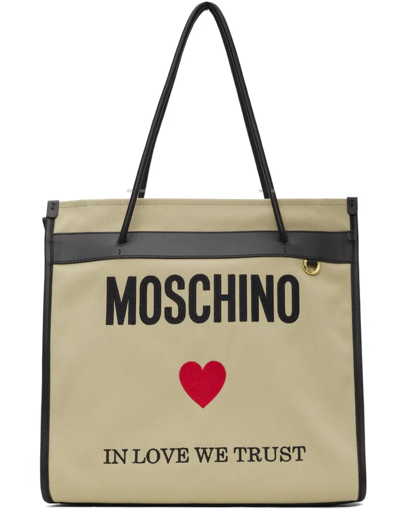 Moschino Beige Embroidered Tote A1081
