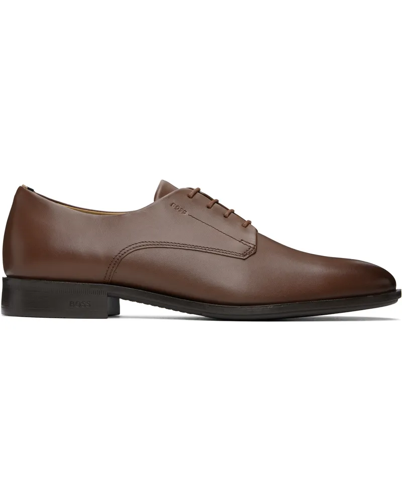 HUGO BOSS Brown Leather Signature Trims Derbys 210-medium
