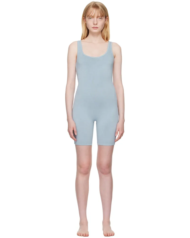 SKIMS Blue Outdoor Mid Thigh Jumpsuit Denim