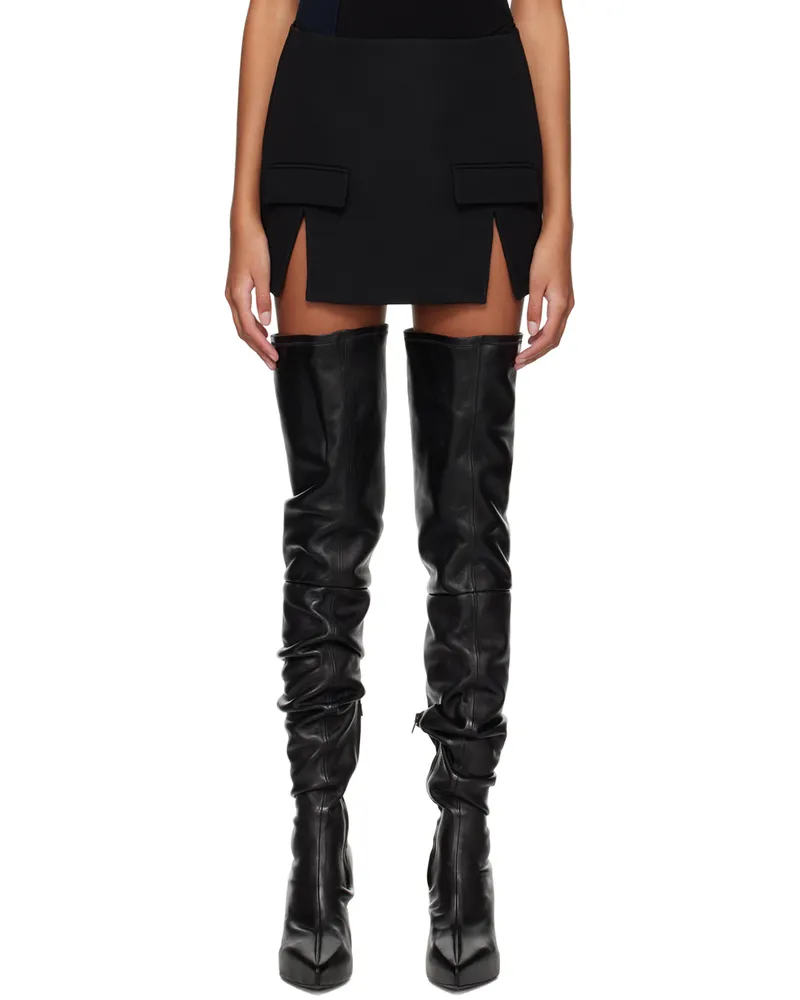 Dion Lee Black Split Hem Miniskirt Black