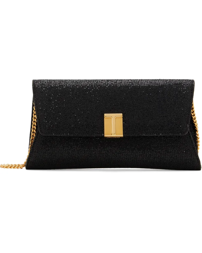 Tom Ford Black Glitter Textured Fabric Bag 1n001
