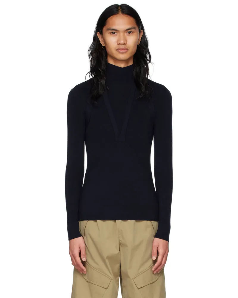 Dion Lee Navy Wool Turtleneck Navy