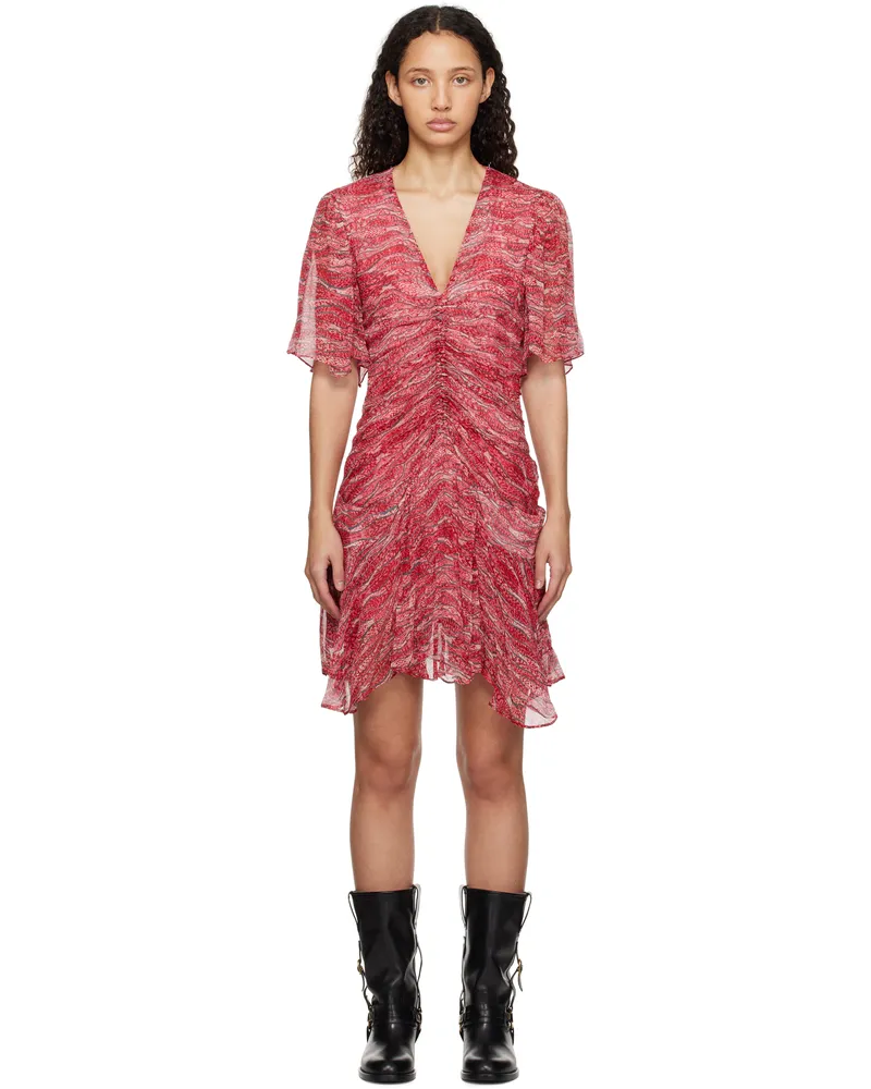Étoile Isabel Marant Pink & Red Vivenne Minidress Red