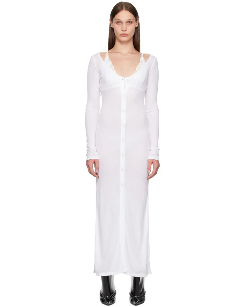 VAILLANT White Cardigan Midi Dress White