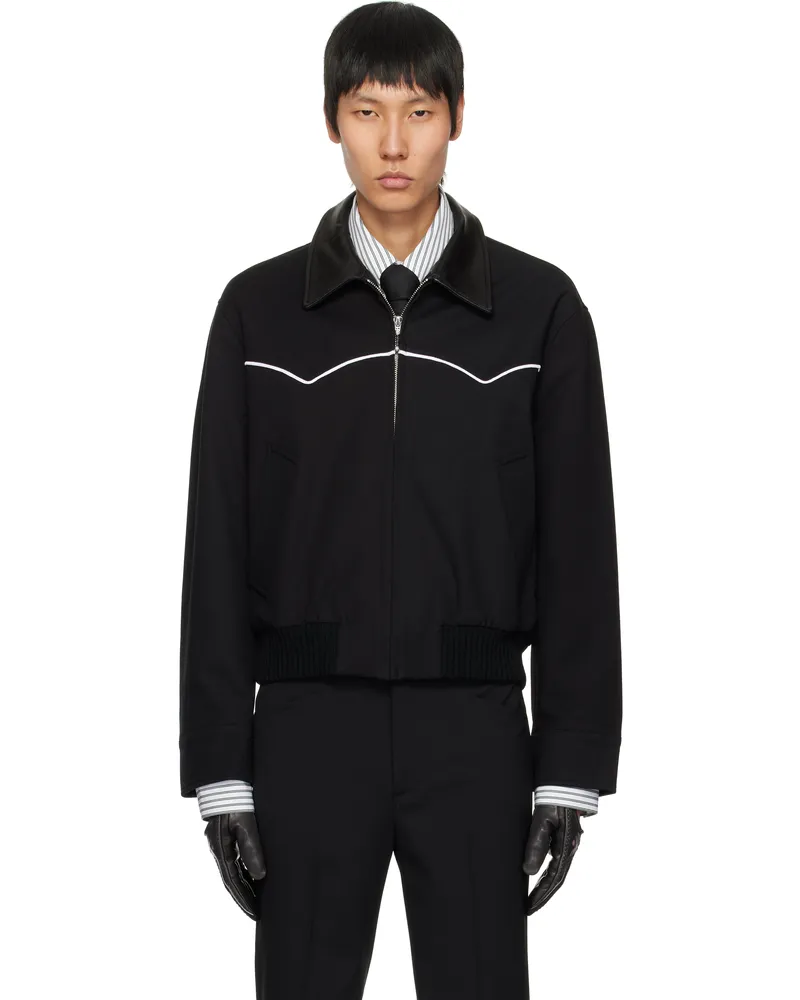 Ernest W. Baker Black Western Harrington Jacket Black