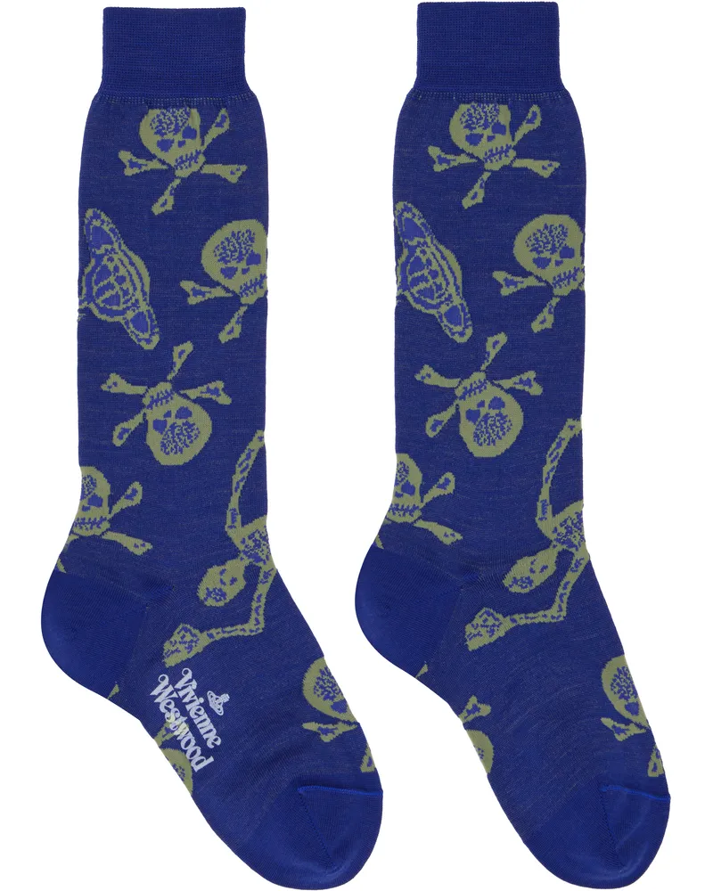Vivienne Westwood Blue Skull Socks Aw24-k401
