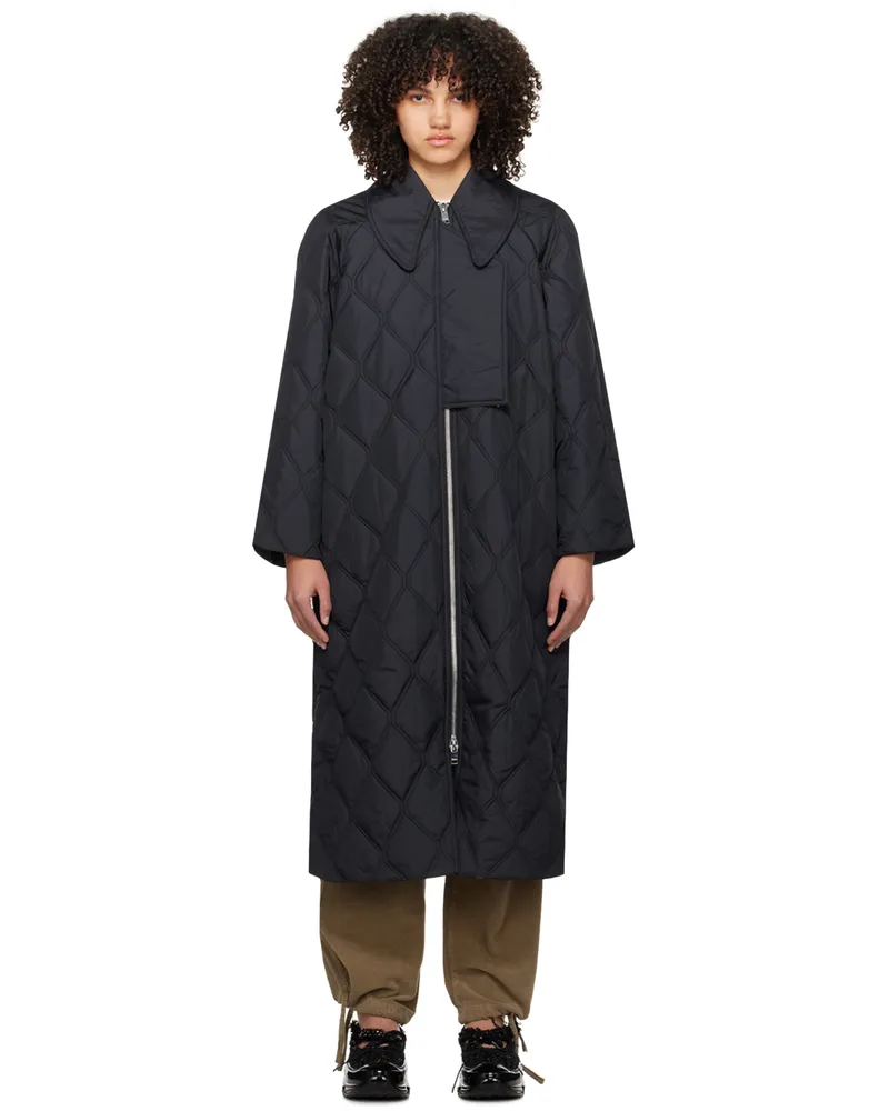 Ganni Black Quilt Coat 099