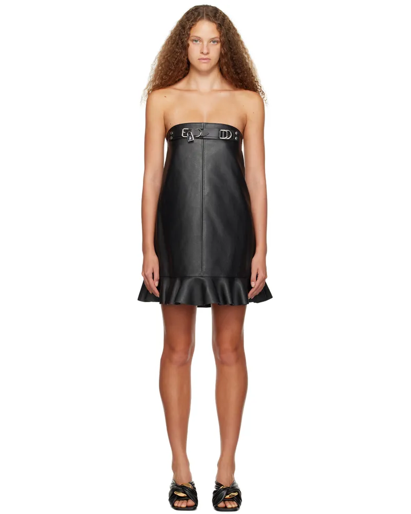 J.W.Anderson Black Padlock Strap Leather Minidress Black