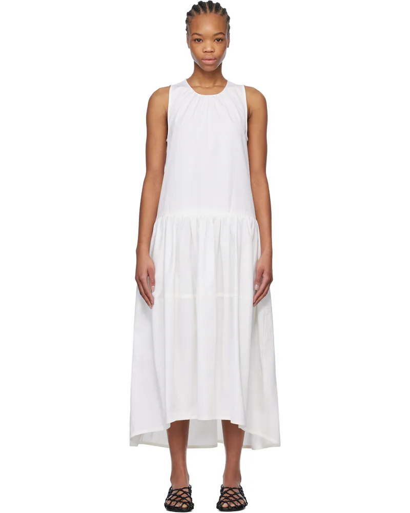Jil Sander White Crew-Neck Midi Dress 100