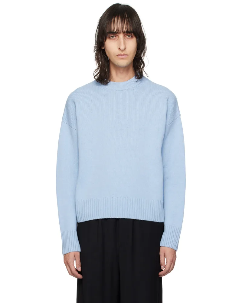 AMI Paris Blue Dropped Shoulder Sweater Cashmere