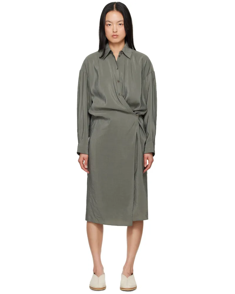 Christophe Lemaire Gray Twisted Midi Dress Bk949