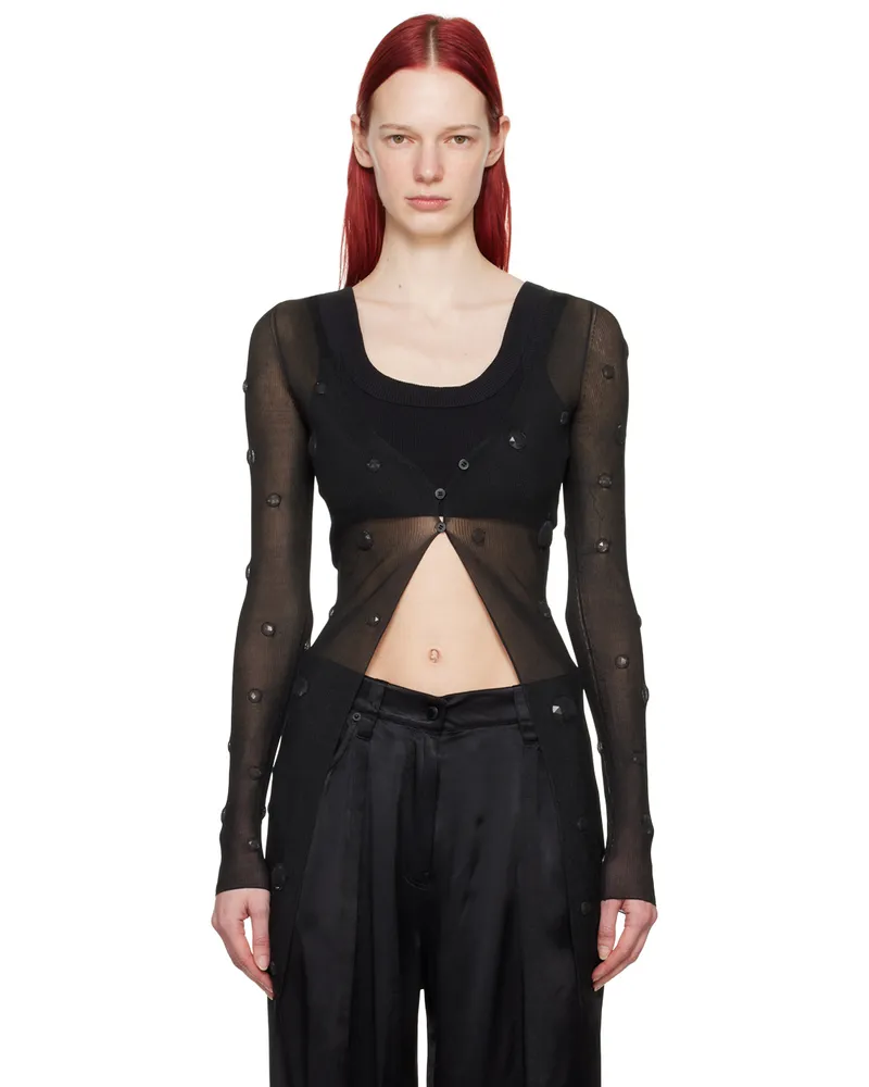 Alexander Wang Black Ribbed Cardigan 001
