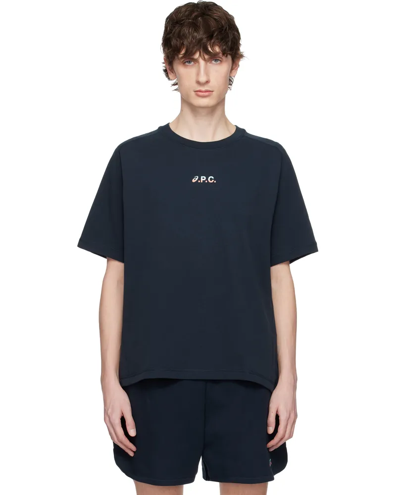 A.P.C. Navy ASICS Edition Wind T-shirt Iak