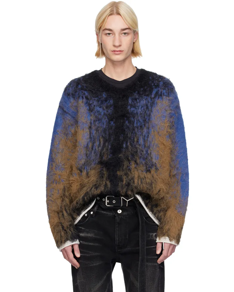 Y/PROJECT Blue & Black Hairy Gradient Sweater Black