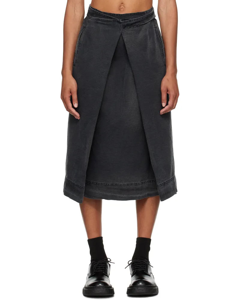 YMC Black George Midi Skirt 01-black