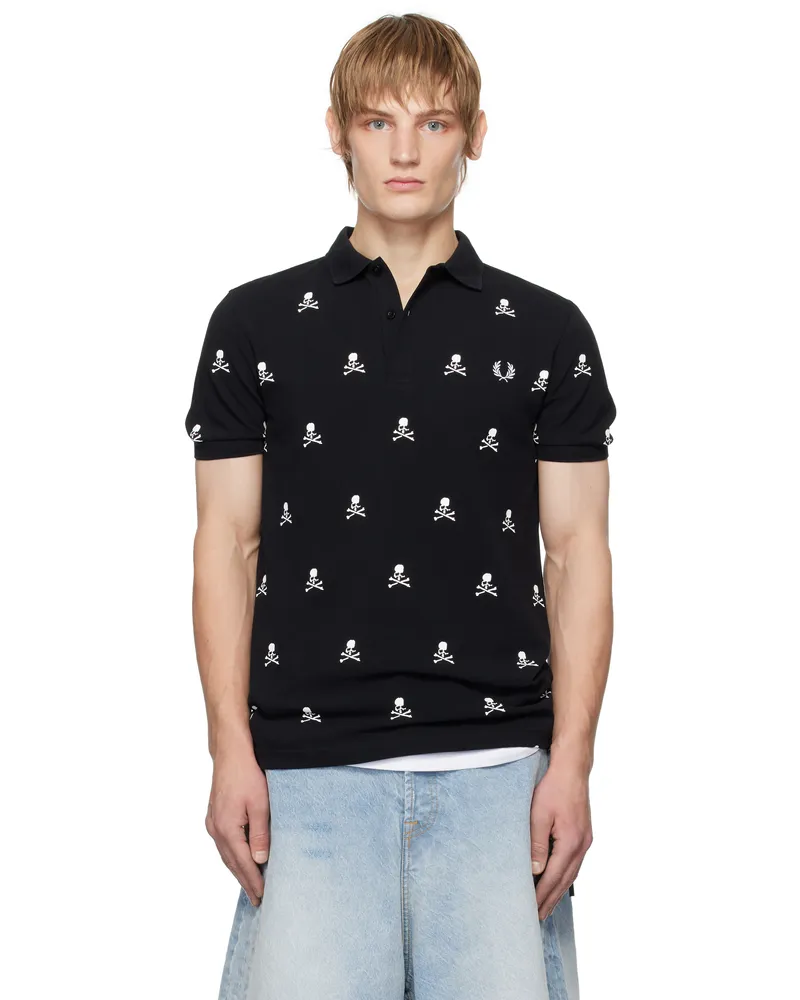 Mastermind Japan Black Fred Perry Edition All-Over Skull Polo