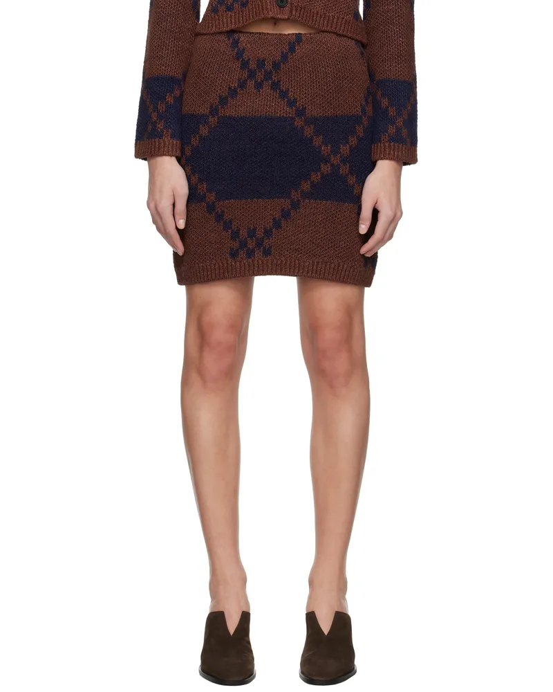 J.W.Anderson Navy & Brown Fairisle Miniskirt 234
