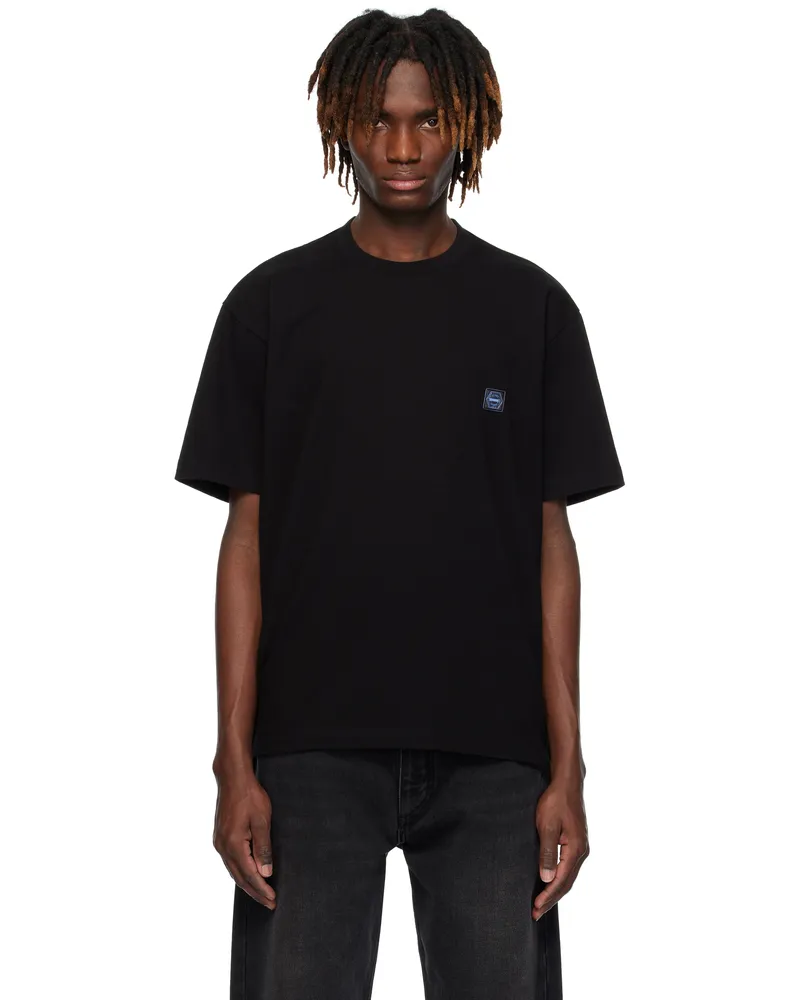 SOLID HOMME Black Embroidered-Logo T-shirt 618b