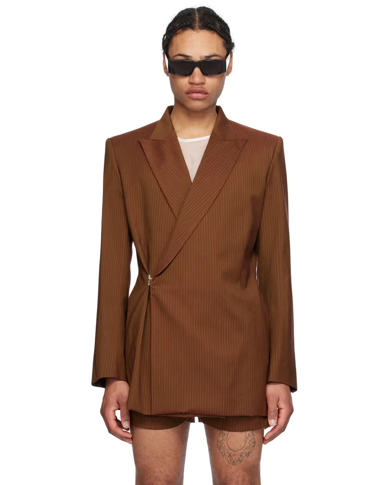 Egonlab Brown Pinstripe Blazer Brown