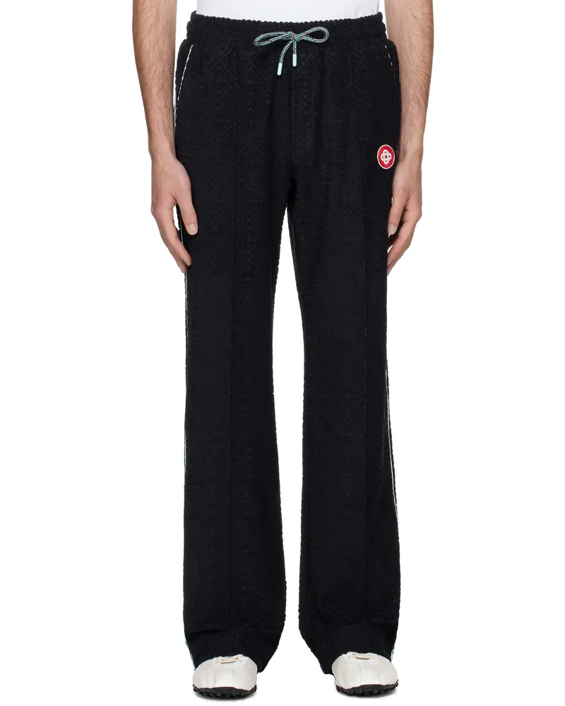 Casablanca Paris Black Monogram Jacquard Towelling Sweatpants Black