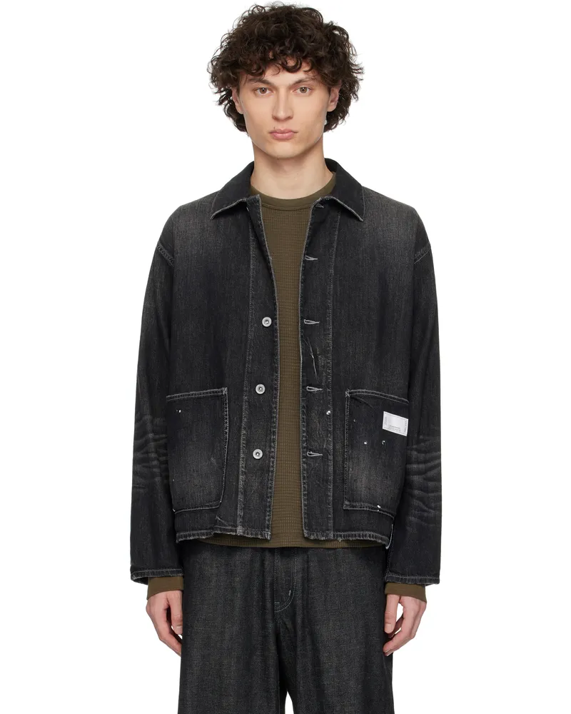 Neighborhood Black Washed LW Coverall Denim Jacket Black