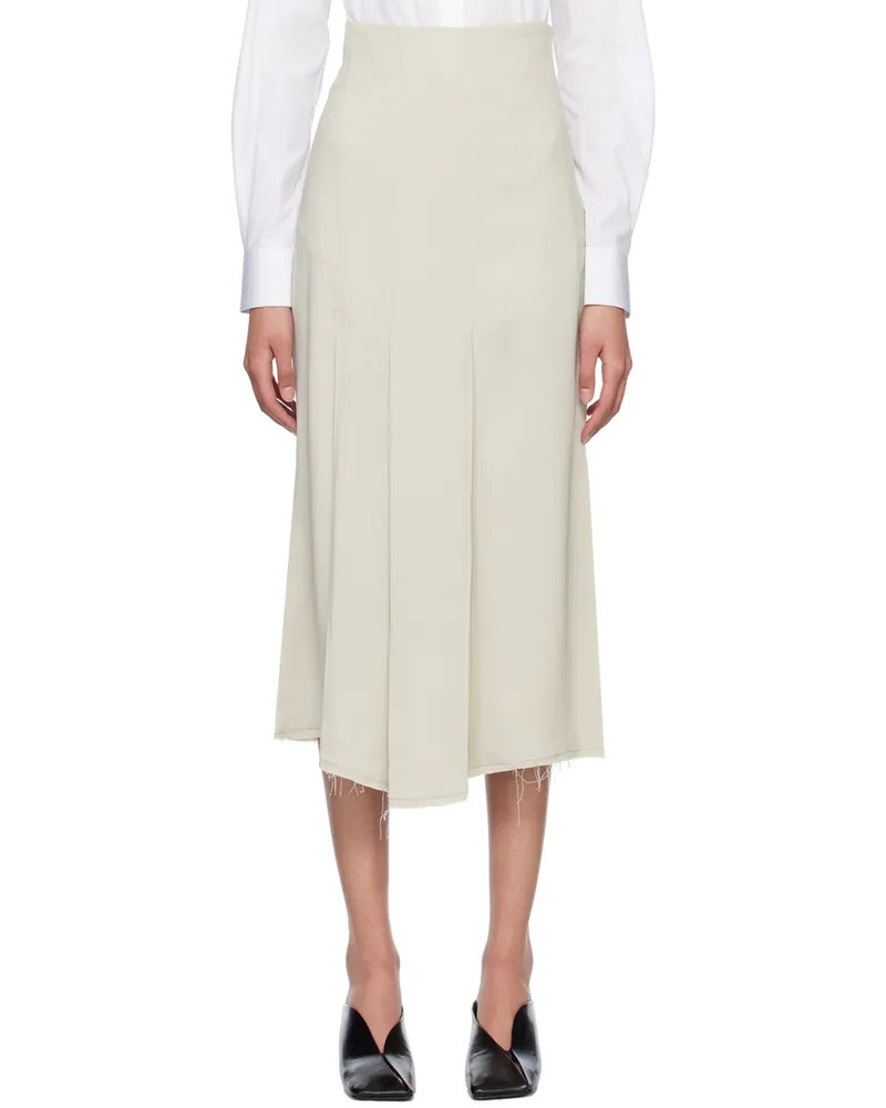 BITE Studios Beige Raw Midi Skirt Silver