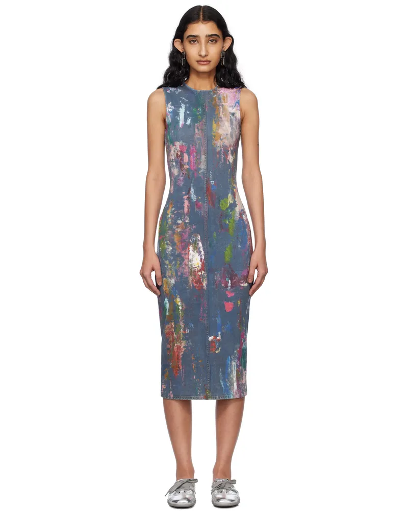 Acne Studios Blue Trompe L'oeil Midi Dress Ald