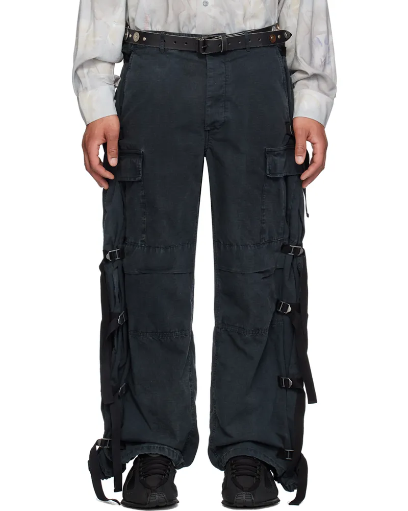 Magliano Black Strap Cargo Pants 9
