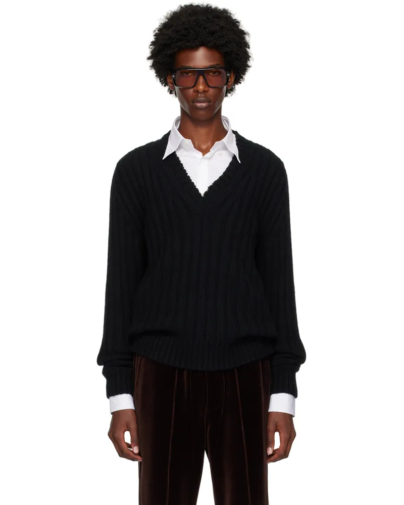 Tom Ford Black V-Neck Sweater Black
