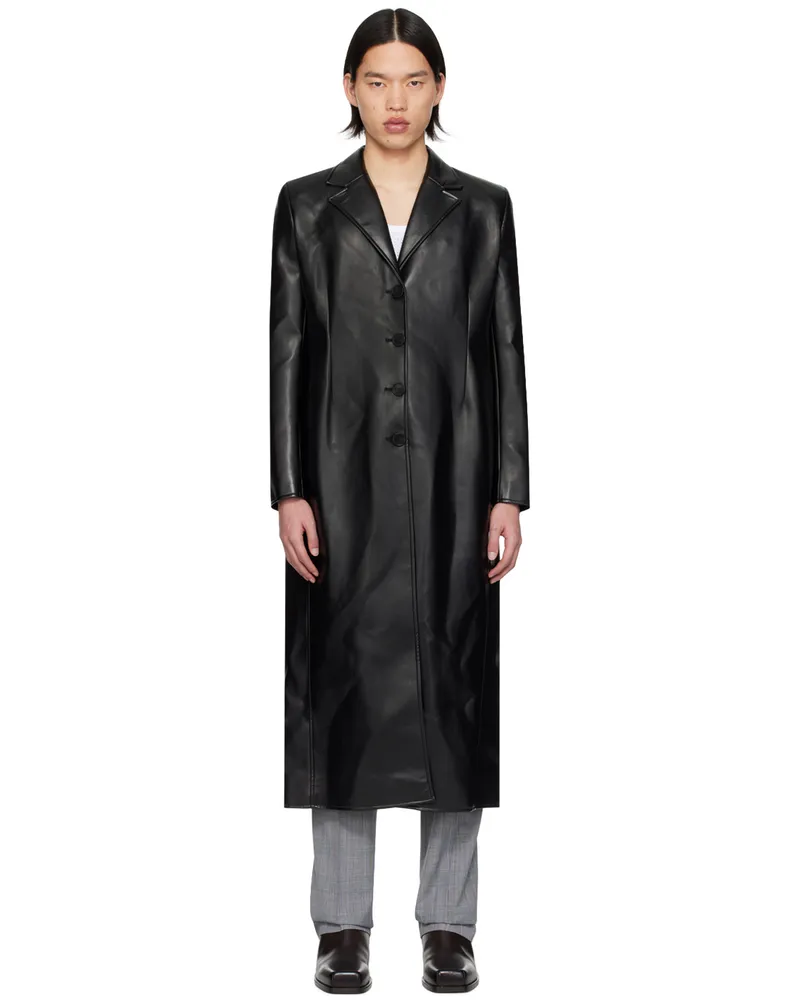 COPERNI Black Button Faux-Leather Coat Black