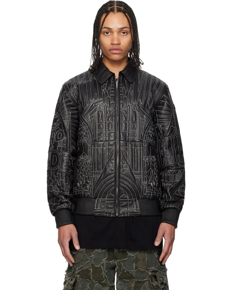 WHO DECIDES WAR Black Pelle Pelle Edition Cathedral Leather Jacket Coal