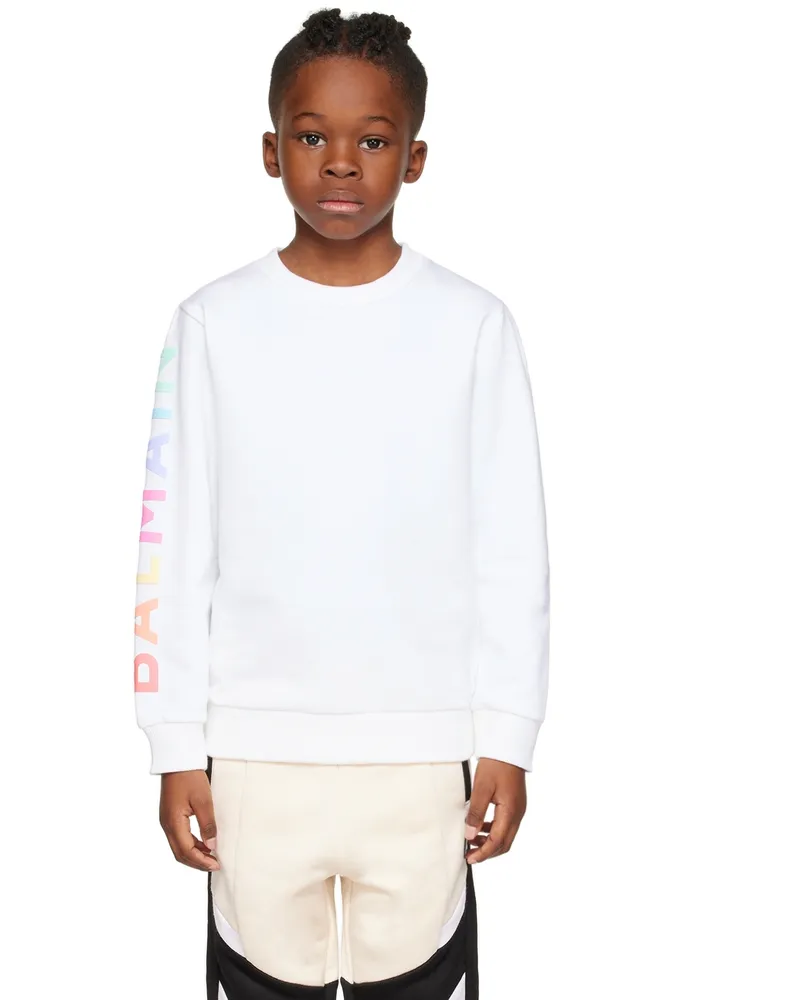Balmain Kids White Bonded Sweatshirt 100