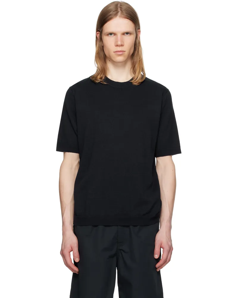 Norse Projects Navy Rhys Cotton Linen T-shirt Dark