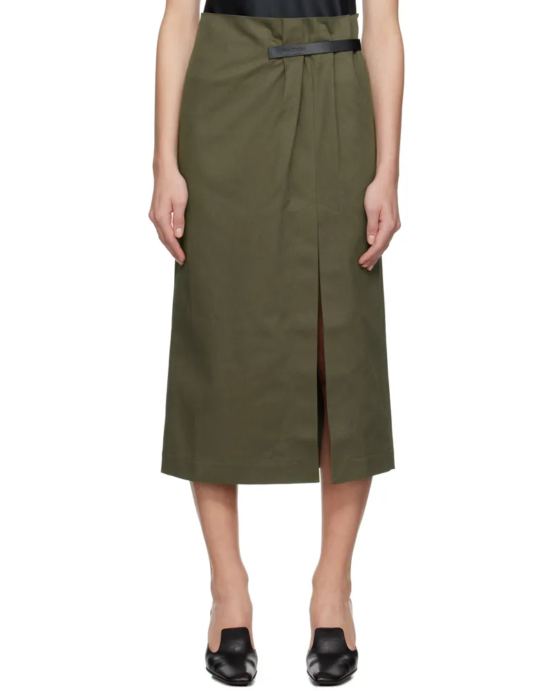 J.W.Anderson Khaki Strap Detail Slit Midi Skirt 575